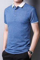 爸爸短袖t恤男士夏装冰丝polo衫纯色衣服夏季中老年男装体恤上衣，男装T恤，电商B212（原钱塘6029）