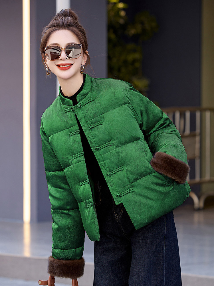 新中式风羽绒服女2025冬季新款小个子超好看洋气短款黄色厚外套,女装羽绒服,艾仟回(原伊仟回)