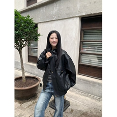 高级感机车皮衣夹克男女外套潮牌小众PU皮飞行服Y1016-P85网络图，男装夹克，电商B245