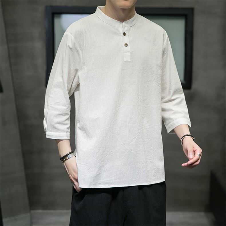 风春夏新款棉麻短袖t恤男宽松大码七分袖QT6008-1/T064/P45,男装T恤,电商A008