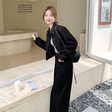 减龄气质时尚翻领上衣休闲裤套装女春秋ootd巨好看大方得体两件套，女装套装/套裙，2C088