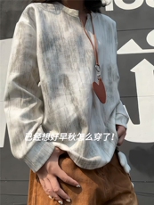 XZ809A/SYR27/P30/控48扎染麂皮绒V领长袖T恤卫衣，男装T恤，星座809A(原222-1)