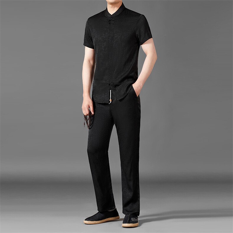 中老年男棉麻短袖中式唐装男风夏季亚麻套装MJ7226-P105，男装民族服装，星座1105-3