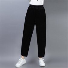 冬季加绒加厚灯芯绒休闲裤女韩版宽松条绒显瘦老爹哈伦裤，女装裤子，小林双子