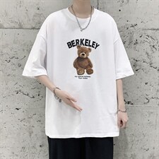 韩系简约小熊印花短袖T恤帅气大码宽松男潮517A-1-T915-P28控38，男装T恤，星座517A-1
