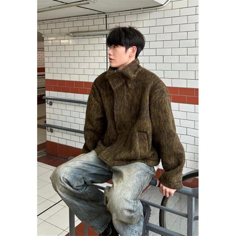 加厚慵懒风开衫毛衣外套男女年冬季小众设计感百搭上衣J8161，男装夹克，星座1116A（原606A-3）