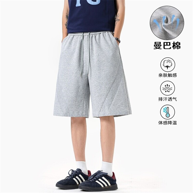特批P30无差价夏季拼接曼巴棉高克重美式复古大码五分裤男DK5849图片