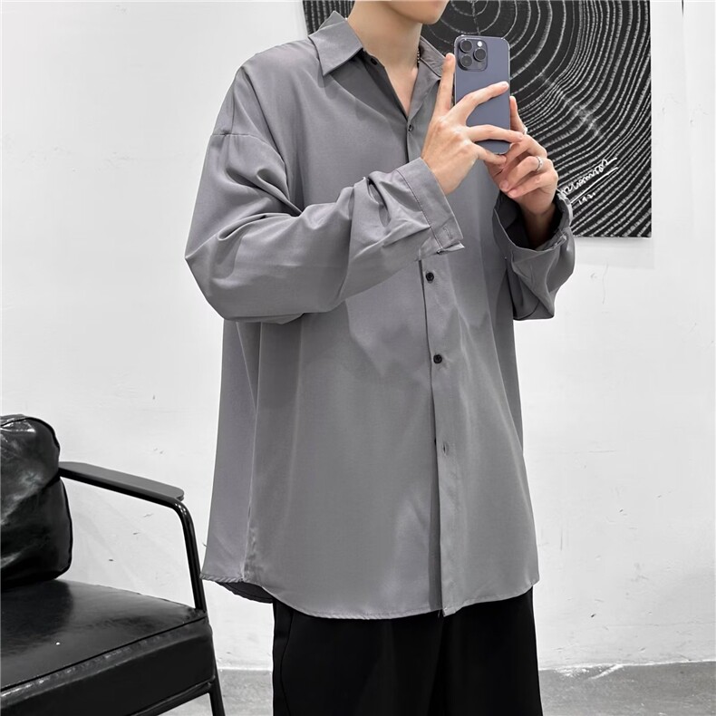 春夏季新款衬衫潮流慵懒男方领宽松型衬衫AC71P26,男装衬衫,星座1116-2