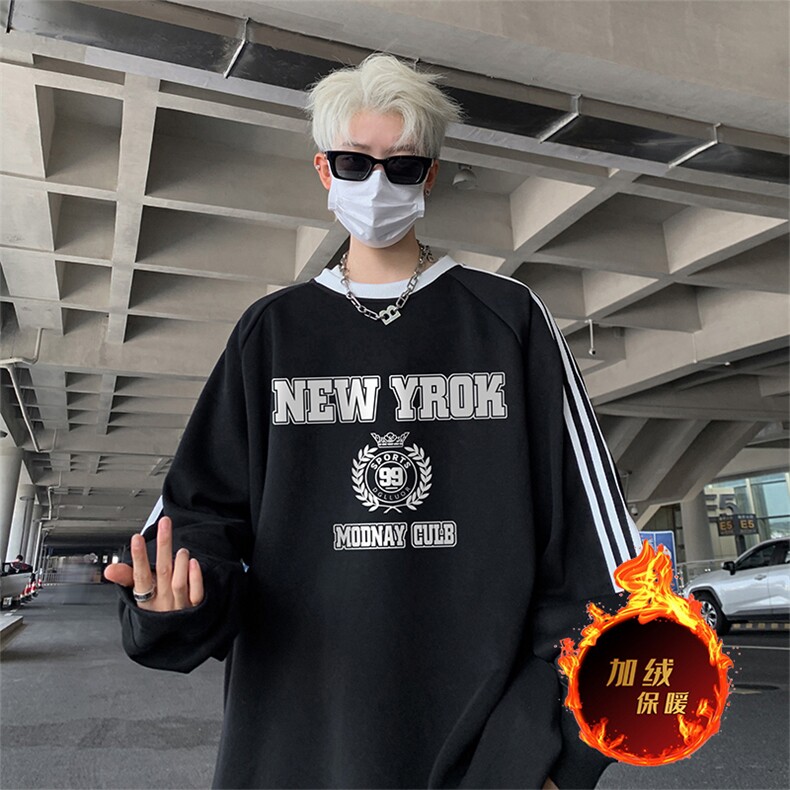 抖音得物供货 提供视频 秋冬重磅美式宽松织带圆领卫衣0319图片