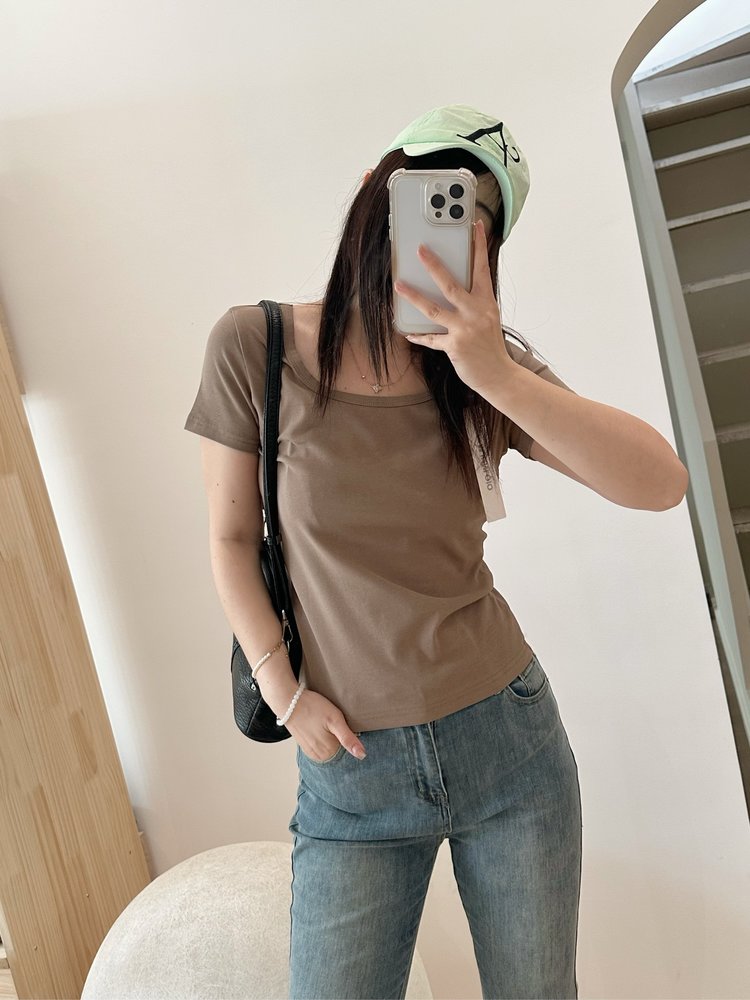 多色螺纹棉双U半袖,女装T恤,沐策羊绒