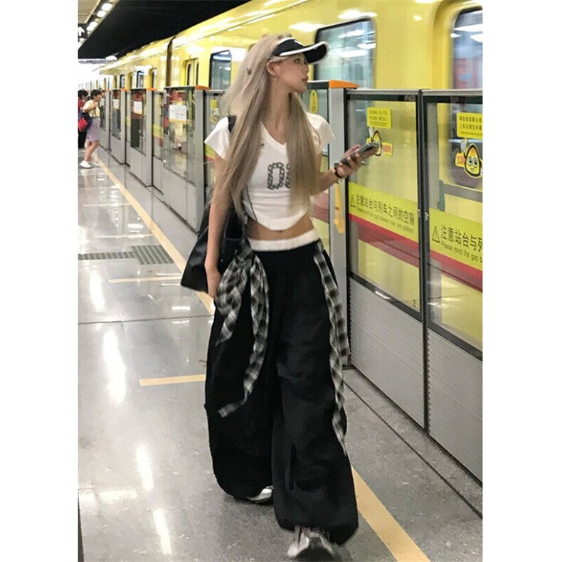嘻哈街舞叠穿可拆卸阔腿裤男女宽松垂感休闲拖地长裤KB3077,男装休闲裤,星座1116A（原606A-3）