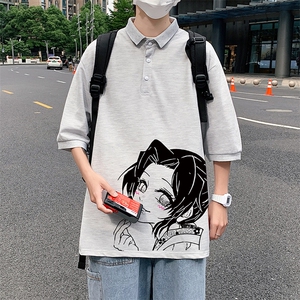 PL57153-P35 翻领短袖polo衫男大码胖子半袖t恤男有领保罗衫 模特图片