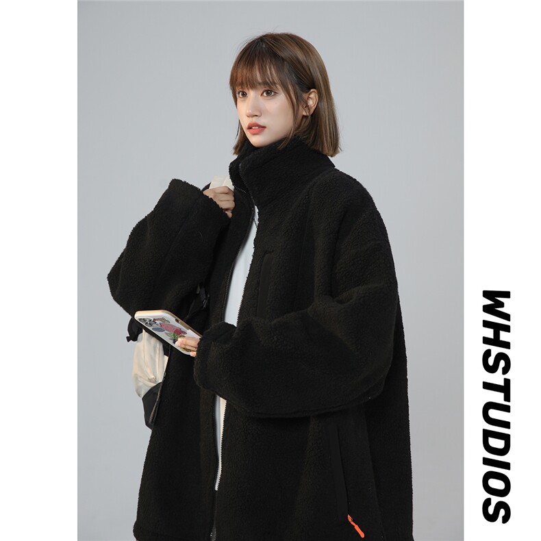 2025冬季简约撞色拉链口袋羊羔毛外套棉服M2064/P105控149-100涤,男装棉衣,电商A148-1