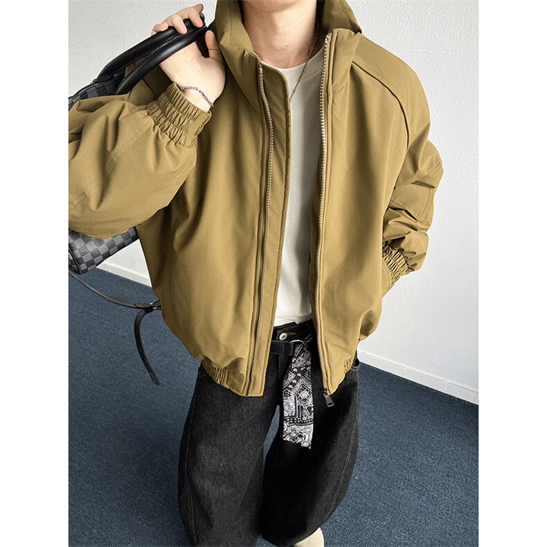 现货美式高街休闲夹克冬季三防立领纯色户外工装加厚棉服外套,男装夹克,电商A486