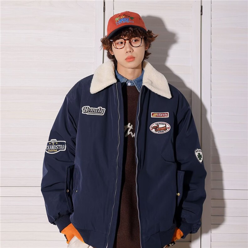 美式设计感外套男女款毛领棉袄冬夹克棒球服棉服潮MY09-P80,男装夹克,星座1001-1
