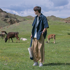 日系风格穿搭衬衫男生衣服搭配帅气一整套潮牌cityboy短袖套装夏，男装衬衫，四季星座518-2