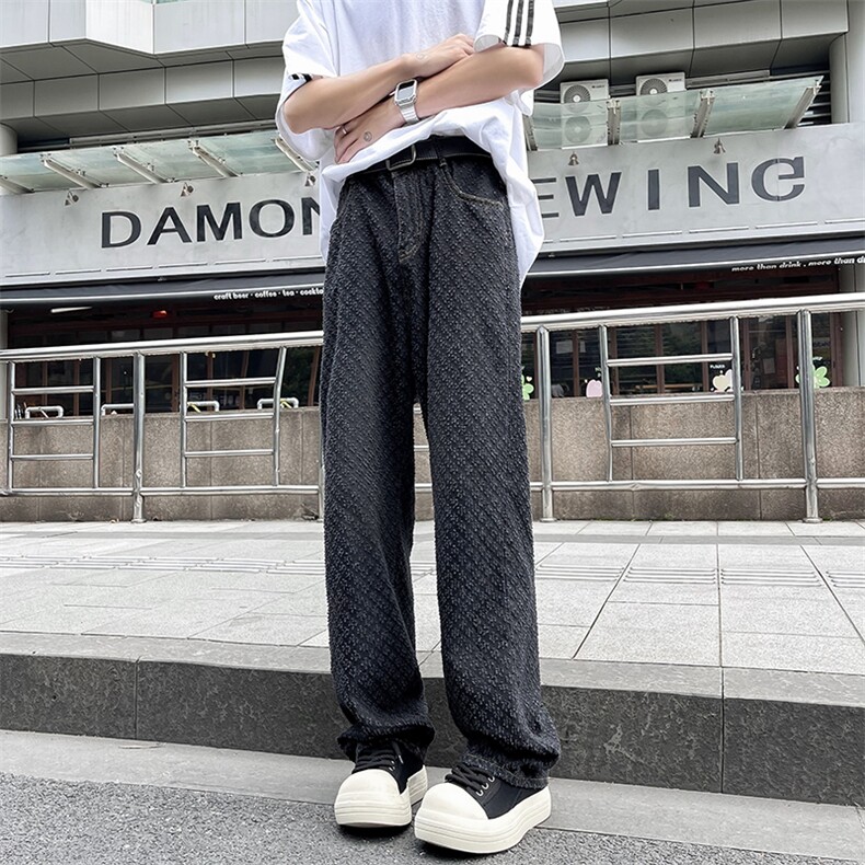 夏季新款星空纹牛仔裤宽松休闲水洗潮流直筒裤图片