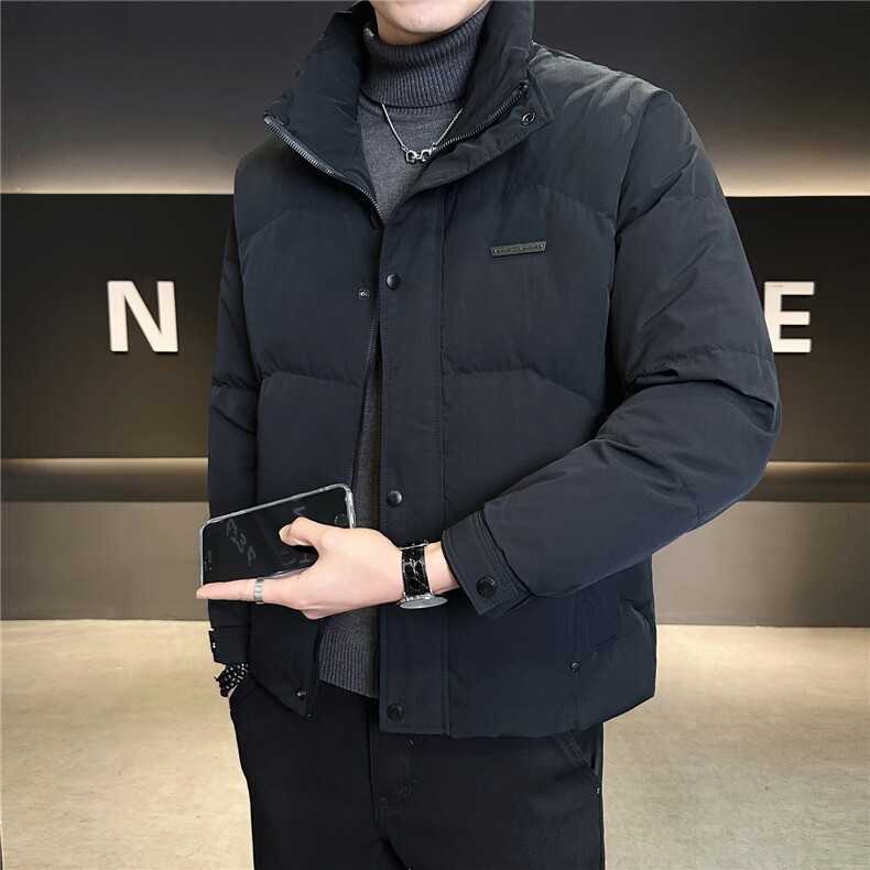 6608-L-4XL-P185标50绒店主风男士休闲立领纯色休闲羽绒服外套,男装羽绒服,电商B255