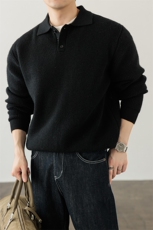 冬季polo领老钱风重磅800g宽松休闲针织毛衣男MY124-特P67控128，男装针织衫/毛衣，电商A001