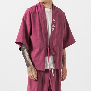 夏季 大码风棉麻道袍汉服两件套男女短袖防晒套装潮 TZ05图片