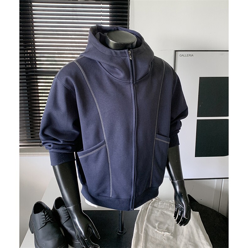 重磅全棉420克双拉链开衫卫衣暨明线连帽外套男潮RH5356-P57，女装短外套，星座610B-1