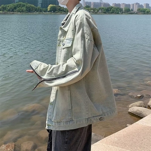 现货黄泥色夹克外套潮牌男复古牛仔衣夹克男装夹克衣JKN15-P65图片