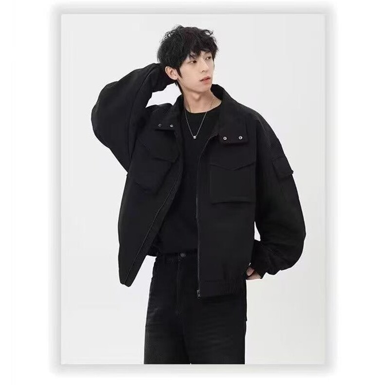 网络图现货潮口袋工装男款硬汉风高级显瘦休闲夹克JB394-P65,男装夹克,星座715-7