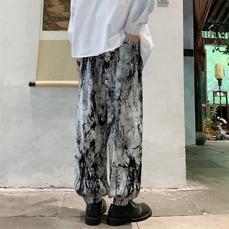 港风冰丝扎染抽绳休闲裤男风休闲裤有套装88798P45控68,男装休闲裤,星座226-1