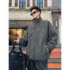 可二开春季抖音得物高品质扎染PU皮衣立领皮夹克外套男6155G-TP58，男装夹克，星座207