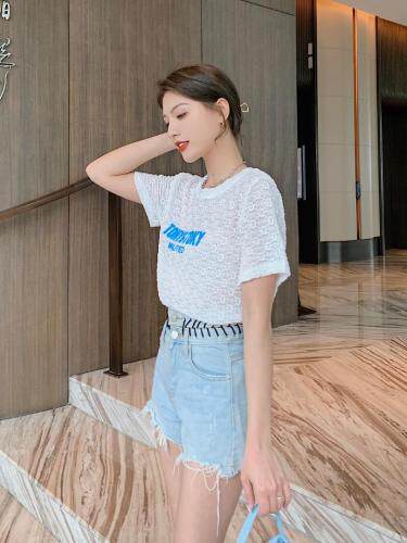 现货:提花撞色logo小衫，女装，可可西米