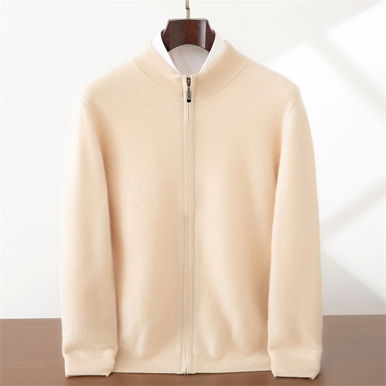 2025年秋季虚提拉链开衫青春流行时尚百搭休闲，男装羊绒开衫，蜜暖羊