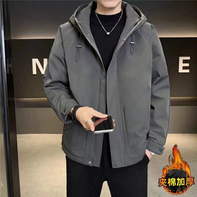 加棉加厚男士秋冬新款连帽青年简约休闲保暖夹克外套NM826-P110,男装夹克,星座310B-3