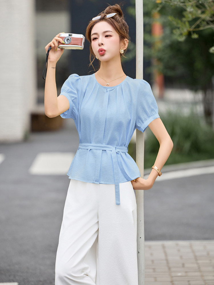 爆款时尚套装女2025夏装搭配一整套休闲轻薄小衫套装阔腿裤两件套,女装套装/套裙,意芙
