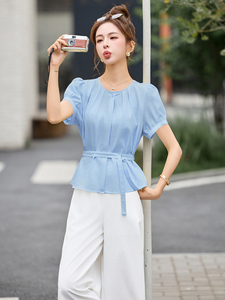 爆款时尚套装女2025夏装搭配一整套休闲轻薄小衫套装阔腿裤两件套图片