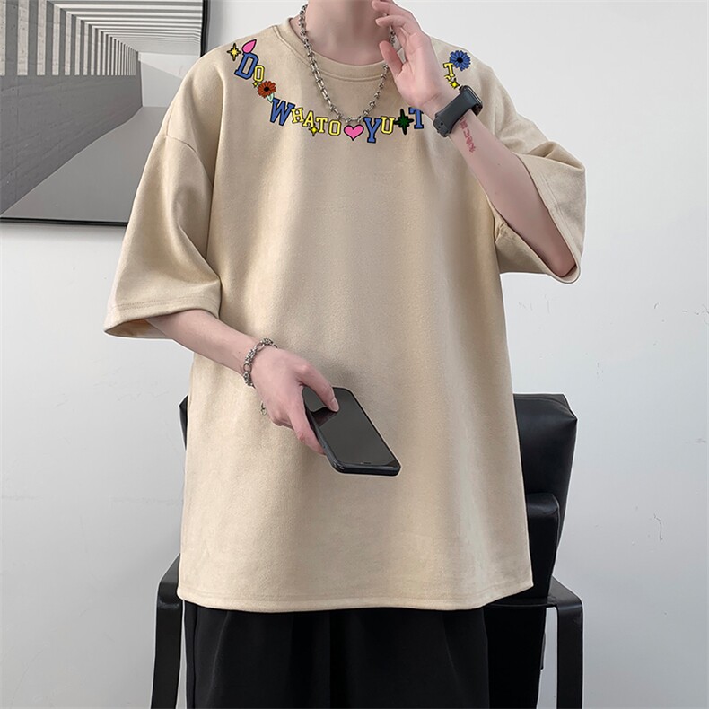 麂皮绒短袖t恤男大码半袖男大皂风JD82381-P25,男装T恤,电商A040