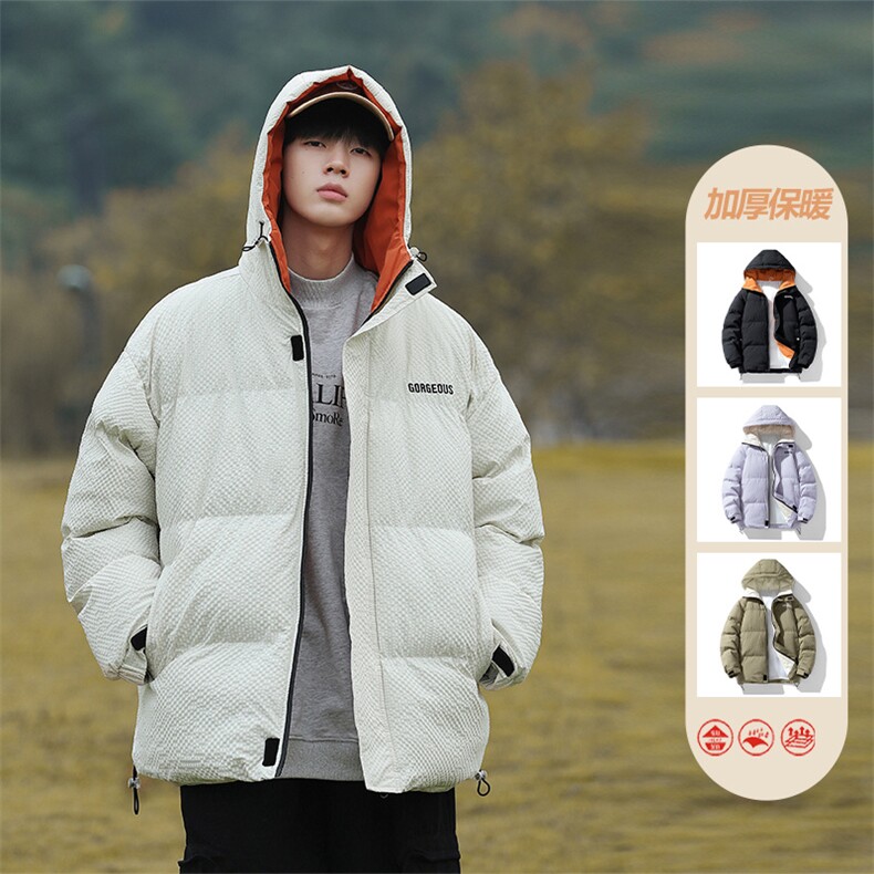 山系风连帽羽绒棉服冬季日系玉米格加厚棉袄外套A436-8879-P105,男装夹克,电商A436