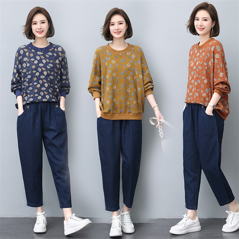 时尚休闲套装女2025春秋新款中年妈妈宽松大码显瘦减龄卫衣两件套,女装套装/套裙,悦见她