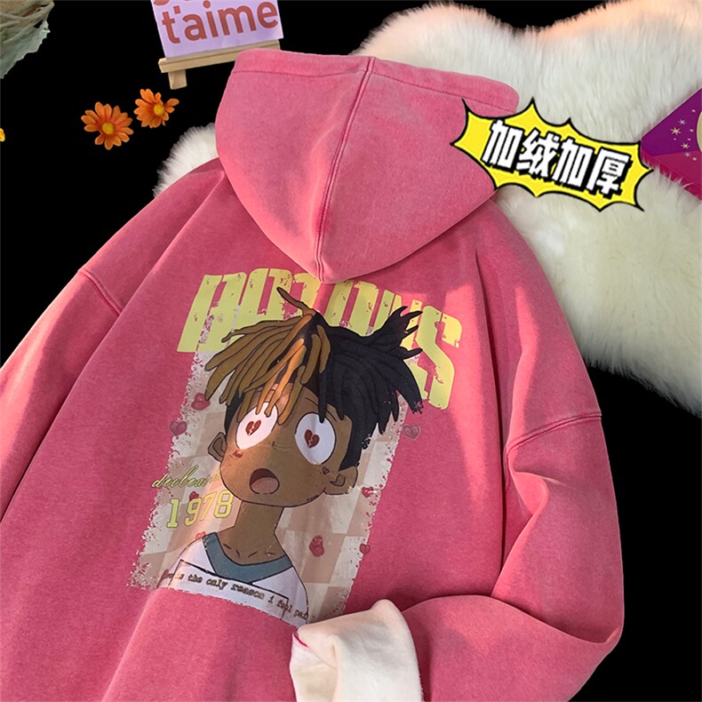 直播品质500克重磅潮牌美式做旧炒雪花水洗加绒卫衣H1356特P65,男装卫衣,电商A486