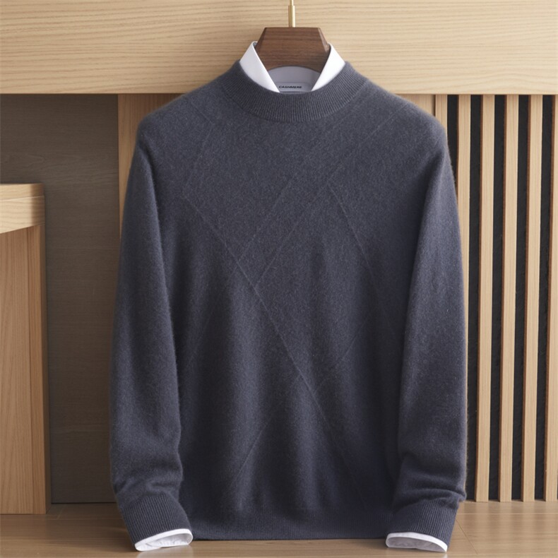 羊绒半高领毛衣男士秋冬新款针织衫男毛线衣羊绒衫，男装羊绒套衫，绒誉暖羊绒