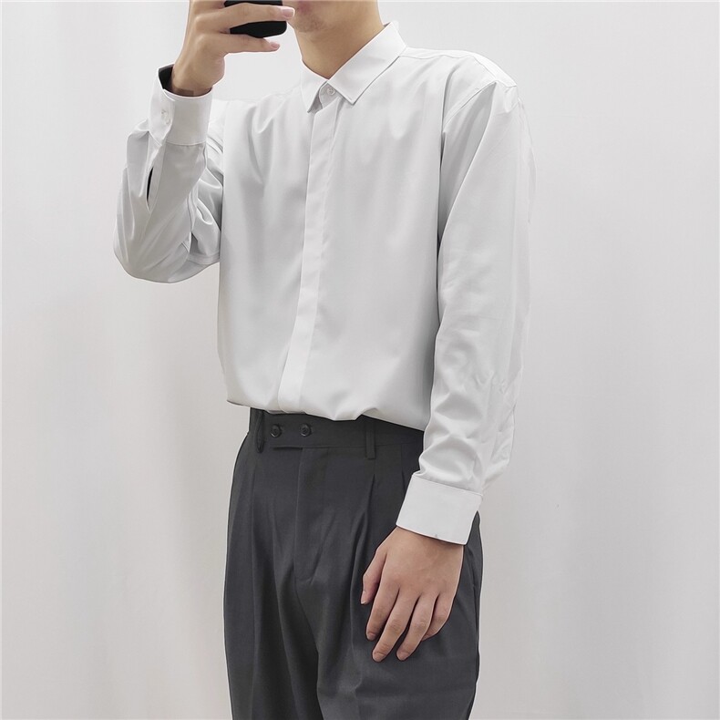 日系轻熟风暗扣男长袖韩版宽松免烫衬衣潮CS42-P38,男装衬衫,星座208-5