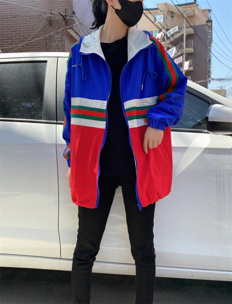 时间新款拼色洋气连帽防晒服,女装其它,L·H·X