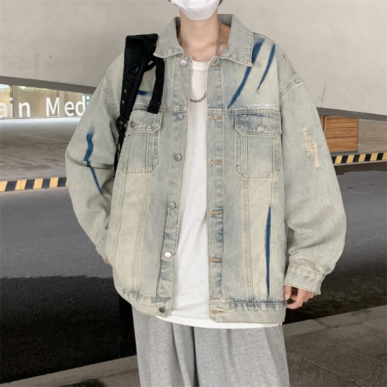 复古牛仔夹克高街休闲百搭宽松慵懒外套JK02077-P70,男装夹克,星座308B-1