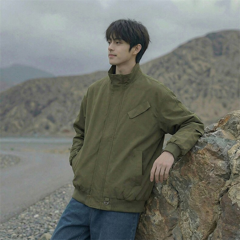A178-JK2511-P55春季美式立领夹克百搭设计感情侣款时尚外套,男装夹克,电商A178