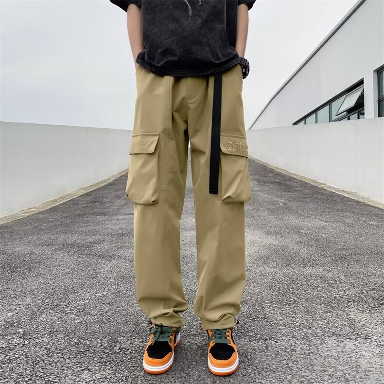 男春夏新款青少年时尚送腰带骑兵斜复合立体袋休闲裤GK23P40,男装休闲裤,星座1116-2