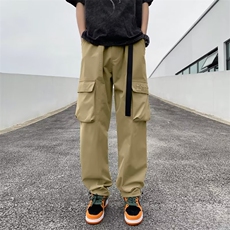 男春夏新款青少年时尚送腰带骑兵斜复合立体袋休闲裤GK23P40，男装休闲裤，星座1116-2
