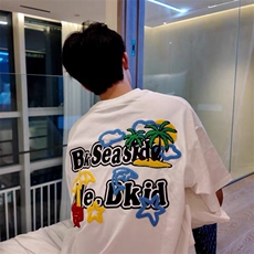 万针全刺绣工艺抖音得物高品质260克重磅纯棉双纱美式高街短袖T恤，男装T恤，电商A486