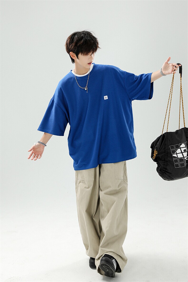 8XL-M重磅！特大码T潮牌上衣男中性华夫格短袖T恤DX304P25控39,男装T恤,电商D206-1
