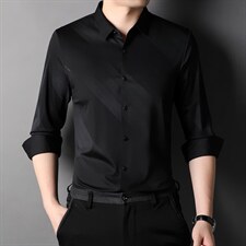 秋季薄款长袖衬衫男春秋款2023新款中年商务休闲男装衬衣服，男装衬衫，电商B212（原钱塘6029）