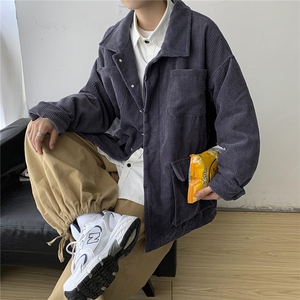 秋冬 港风男女复古灯芯绒夹克工装宽松都口袋外套中性风 H203/P70图片