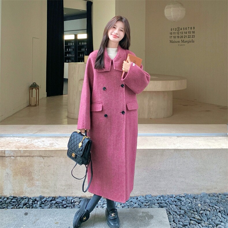 玫紫色双面呢大衣2C151-W15-P275-K408,女装毛呢外套,2C151